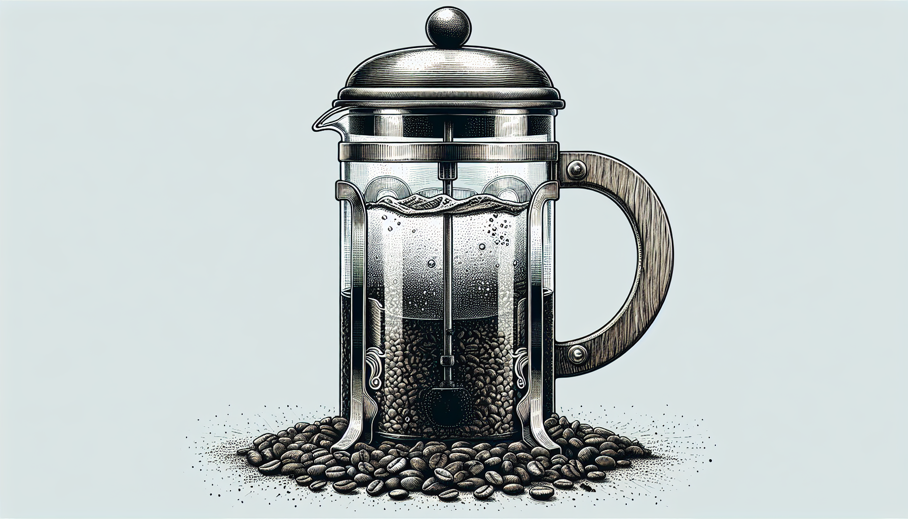A French press with coarsely ground coffee and cold brew coffee