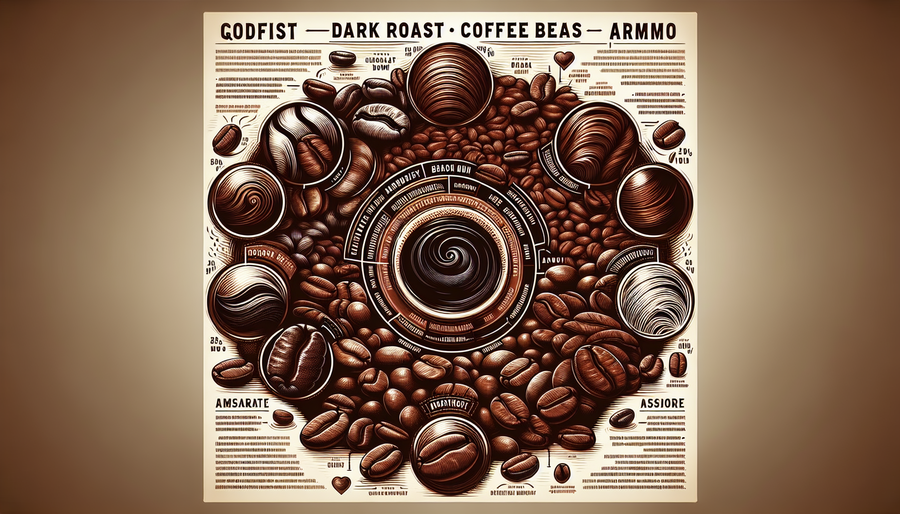 An illustration depicting quality indicators in dark roast coffee.