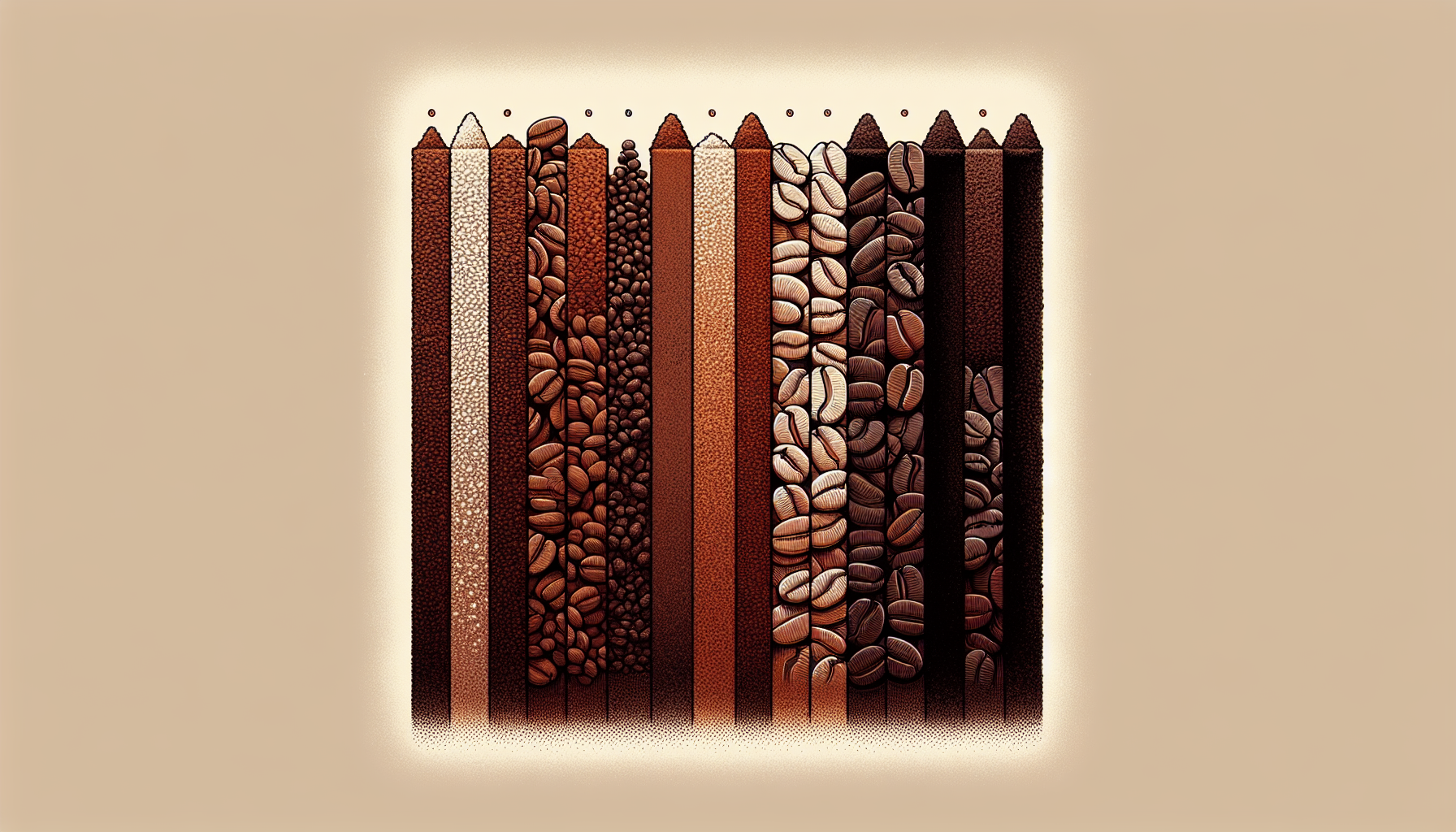 An illustration showing different grind sizes for coffee used in AeroPress and French Press.