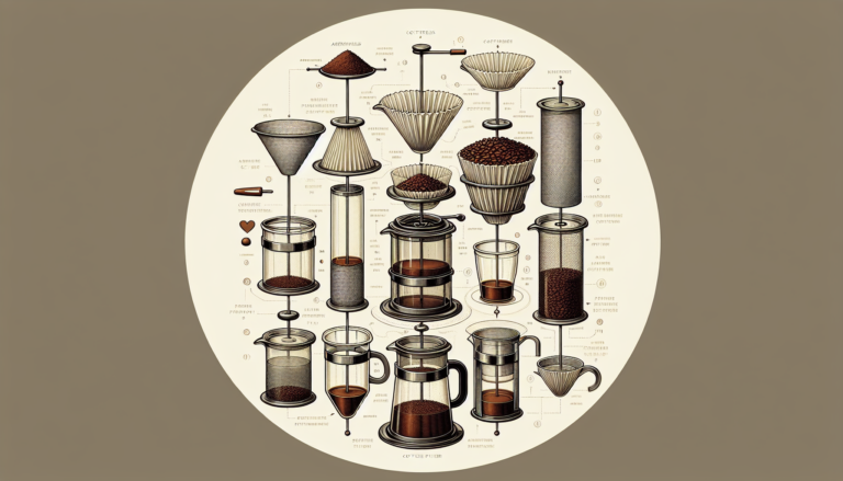 An illustration showing different types of filters used in AeroPress and French Press coffee brewing.