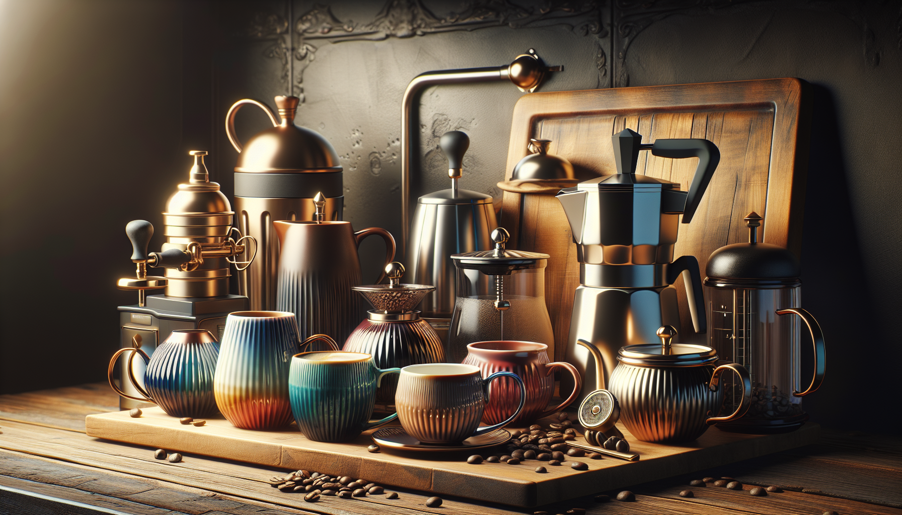 Must-have accessories for the ultimate coffee bar, including stylish mugs and tools.