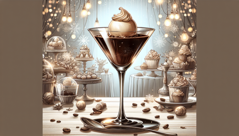 An affogato martini with a scoop of vanilla ice cream.