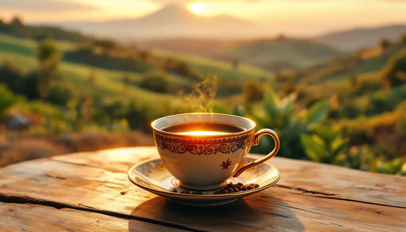 A beautifully brewed cup of Ethiopian Yirgacheffe coffee with citrus notes.