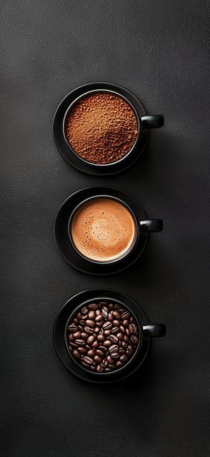 ai generated, coffee, ground coffee, brewed coffee, coffee beans, coffee cups, espresso, coffee brewing, minimalism, coffee lifestyle, gourmet coffee, barista art, coffee branding, luxury coffee, coffee culture, dark tones