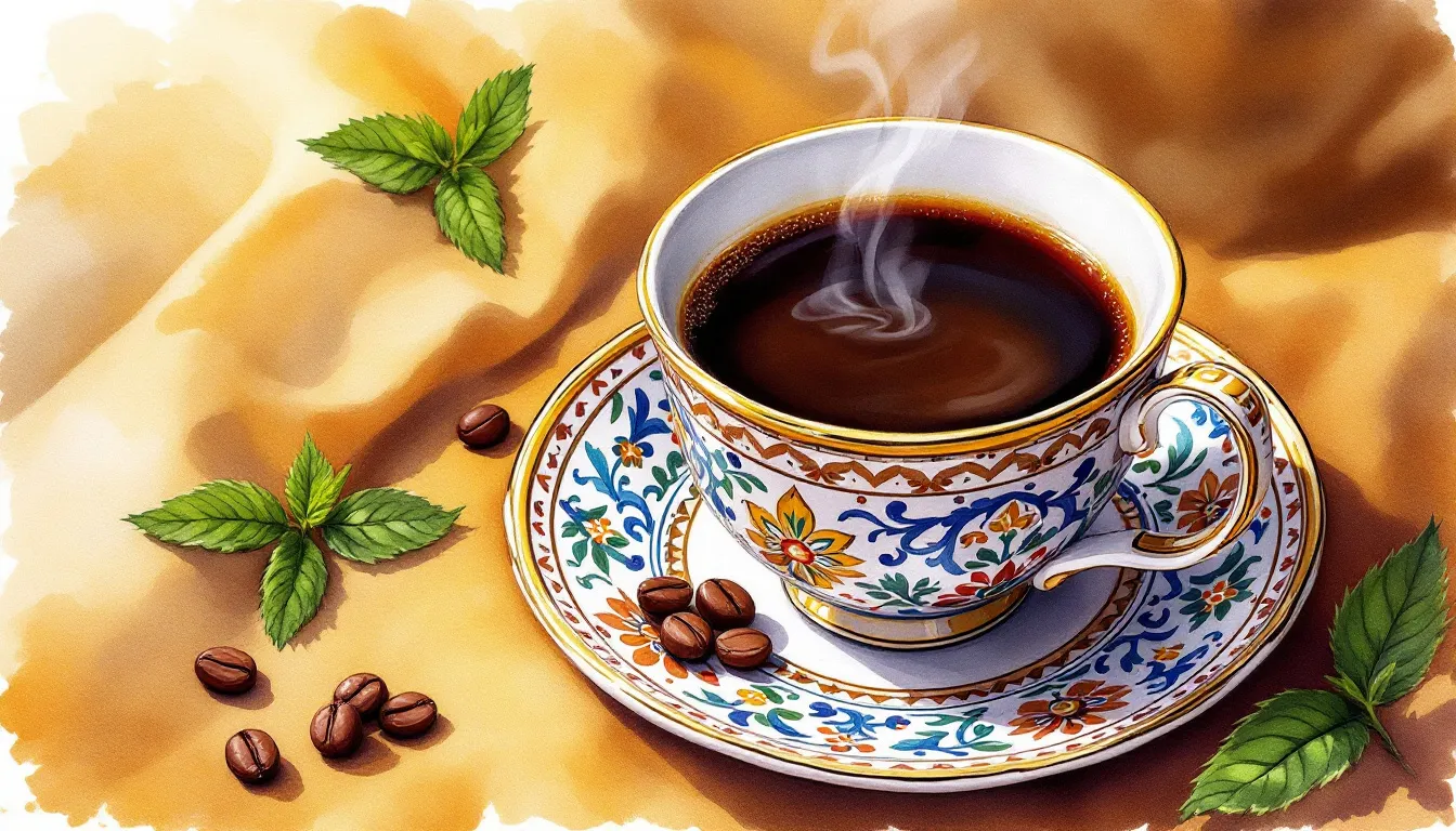 A close-up of a coffee cup filled with Ethiopian coffee, showcasing its unique flavors.