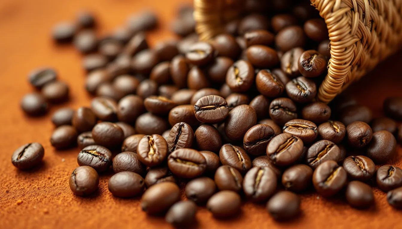 A close-up of Colombian coffee beans showcasing their unique characteristics.