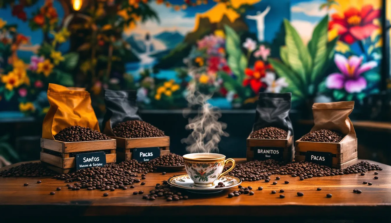 A vibrant display of Brazilian coffee beans highlighting their flavor profile.