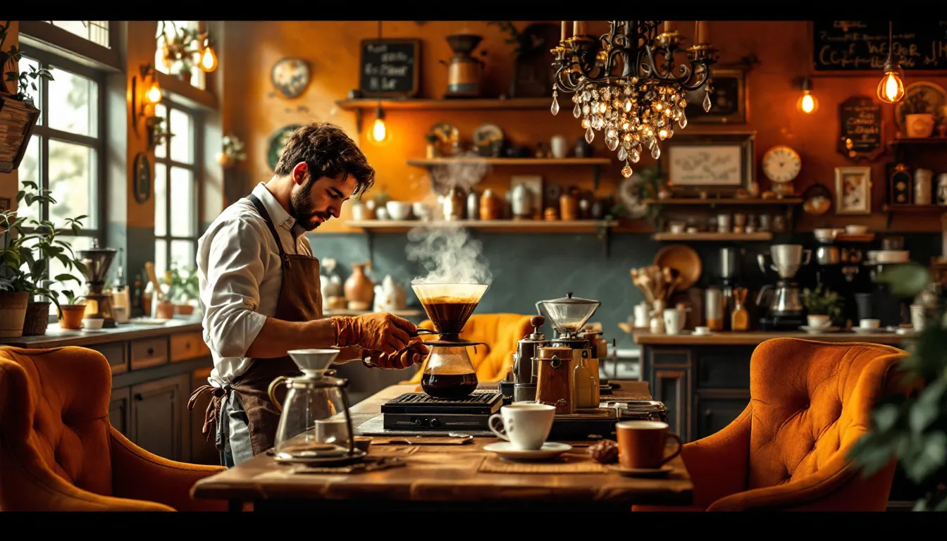 A barista brewing the perfect cup of coffee with precision.