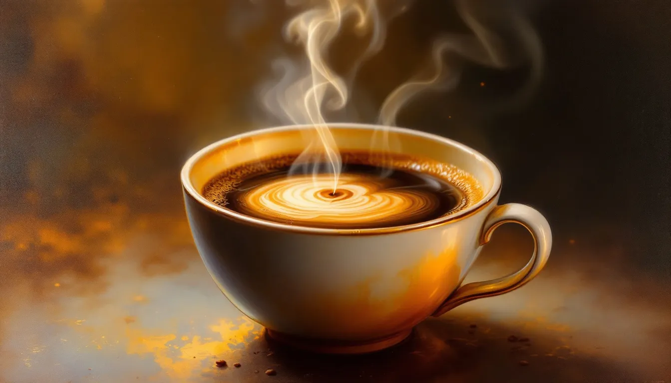 A close-up of brewed coffee showcasing its rich texture and body.