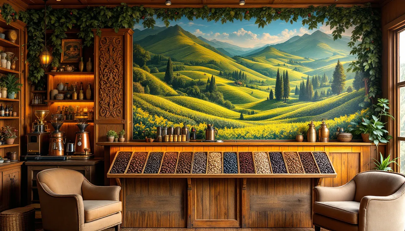 A selection of great whole bean coffee displayed in a cozy setting.