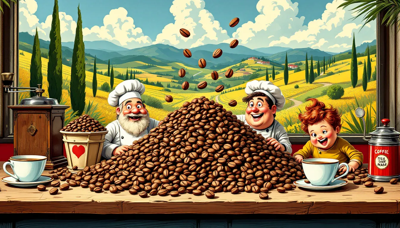 A selection of Italian roast coffee beans ready for brewing.