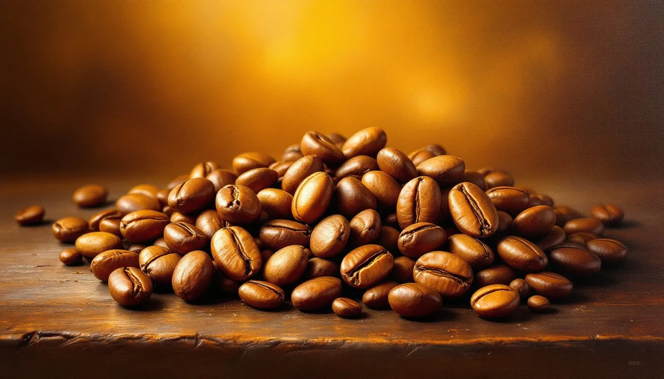 A variety of coffee beans displayed to show different characteristics affecting coffee body.